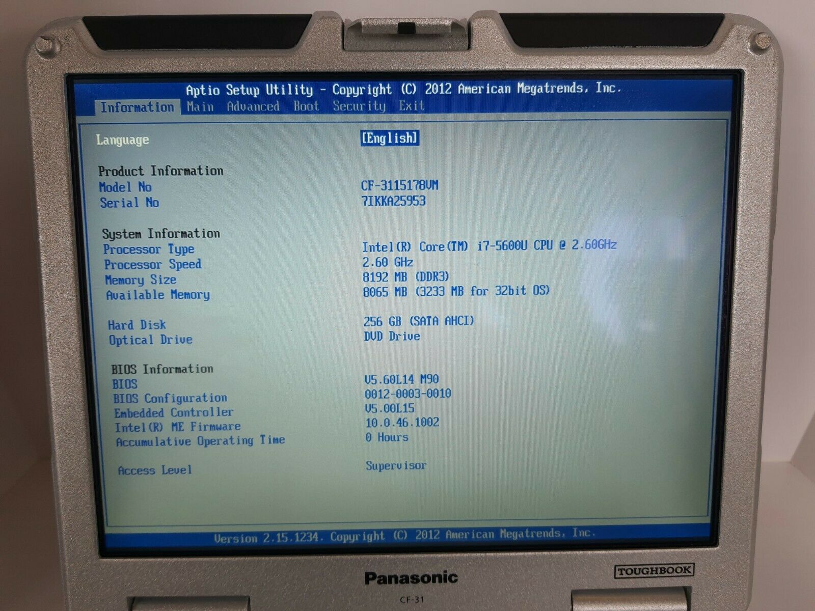 Panasonic Toughbook CF-31 MK5 i7 2.6Ghz Refurbished 5th Gen